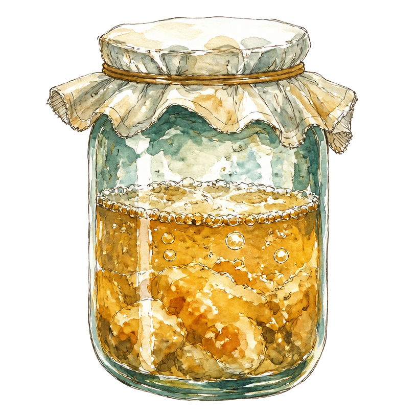 Tarro de fermentación pintado en acuarela