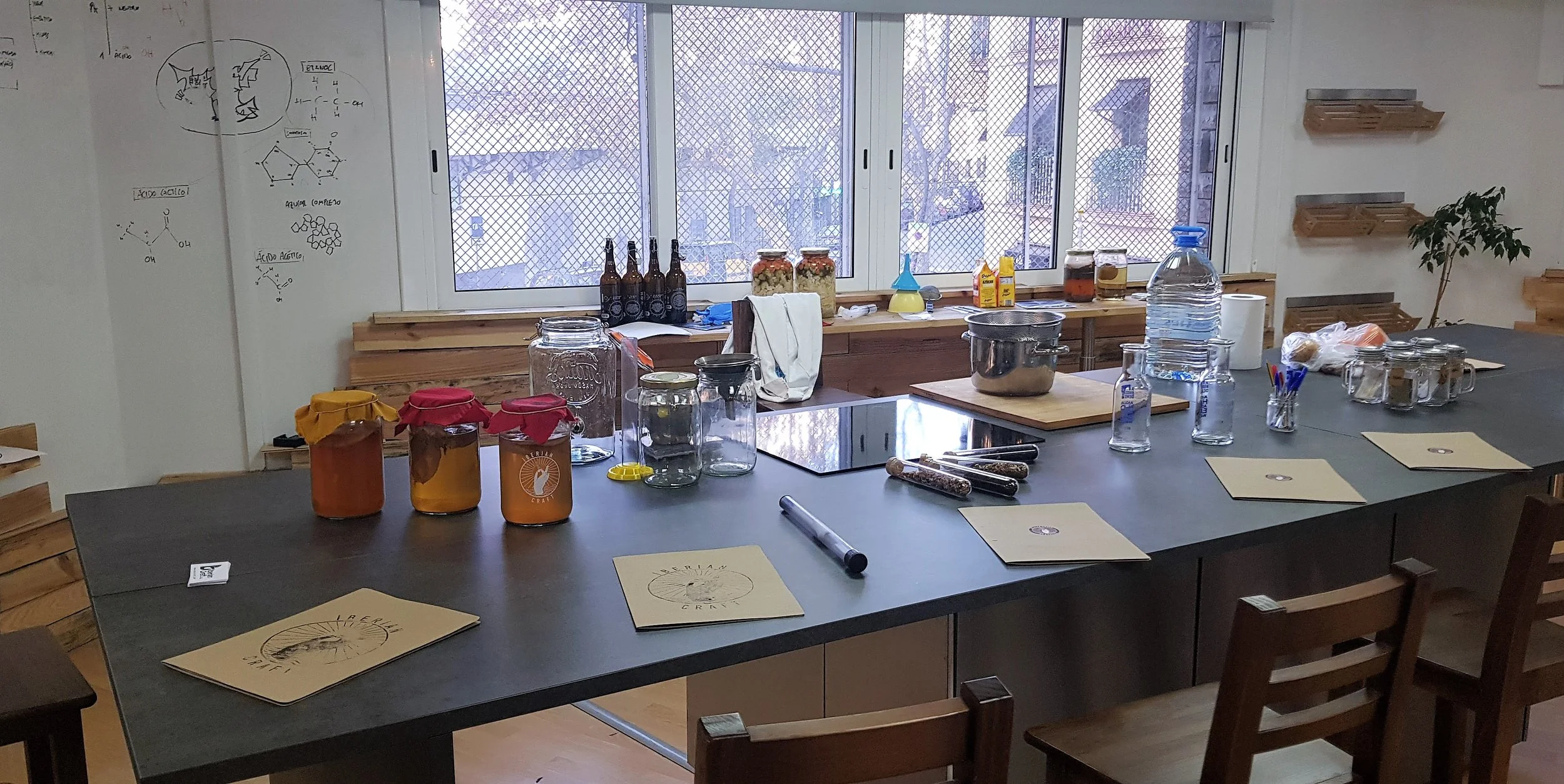 Muestras de fermentados picantes y bibliografía de referencia en una sesión