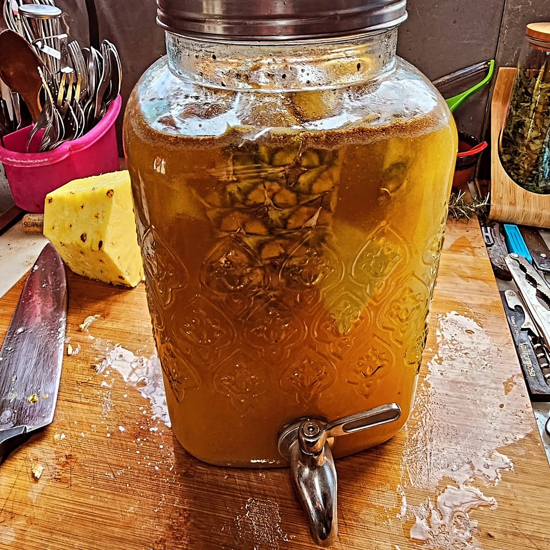 Elaboramos Tepache: bebida de origen mejicano también elaborada en otras zonas del sud de america con otros nombres
